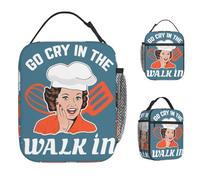 TFDGDGH Lunch Lady Go Cry in The Walk in Lunch Bag Fun Lunch Box Travel Portable Zipper Bag Oxford Graphic Design Thermal Tote Handbags