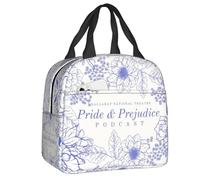 TFDGDGH Pride and Prejudice Florals Quote Thermal Insulated Lunch Bag Jane Austen Reusable Lunch Tote for Women Kids Picnic Food Box