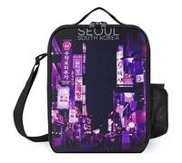 TFDGDGH Seoul Lonchera Printed Lunch Bag with Shoulder Strap Cute Lunch Bag Insulation Lunch Box Bag