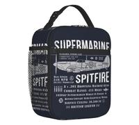 TFDGDGH Supermarine Spitfire Insulated Lunch Bag Fighter Pilot Aircraft Airplane Plane Waterproof Cooler Thermal Lunch Box Kids Children