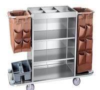 TFDRSEXVD Multi Functional Room Service Cart, Hotel Cleaning Cart, With Door And Lid, Suitable For Hotel And Apartment Room Service,Brown,D