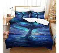 TFEDACVSS 3 Piece AnimalQuilt Cover3D PrintedArt WhaleDuvet Coverand PillowcasesZipperSoft MicrofiberTeensSingle(140x200cm)