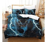 TFEDACVSS 3 Piece AnimalQuilt Cover3D PrintedBlack Panther ArtComforter CoverPillowcaseHidden ZipperSoft MicrofiberBoysSuper King（260x220cm）