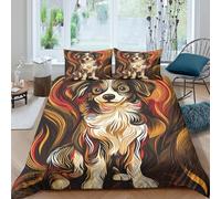 TFEDACVSS 3 Piece AnimalQuilt Covers3D PrintedAUSTRALIAN SHEPHERD DogComforter CoverPillowcasewith ZipperSoft MicrofiberGirlsKing（220x240cm）