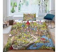 TFEDACVSS 3 Piece AttractionQuilt Cover3D PrintedAmusement Park ArtDuvet CoverPillowcaseHidden ZipperSoft MicrofiberGirlsSingle（135x200cm）