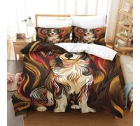 TFEDACVSS 3 PiecesAnimalQuilt Cover3D PrintedAUSTRALIAN SHEPHERD DogComforter Coverand Pillowcaseswith ZipperSoft MicrofiberKidsSingle（140x200cm）