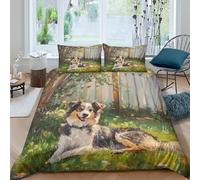 TFEDACVSS 3 PiecesAnimalQuilt Cover3D PrintedAUSTRALIAN SHEPHERD DogDuvet Coverand PillowcasesZipperSoft MicrofiberBoysKing（220x240cm）
