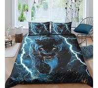 TFEDACVSS 3 PiecesAnimalQuilt Cover3D PrintedBlack Panther ArtComforter CoverPillowcaseZipperSoft MicrofiberKidsDouble（200x200cm）