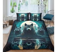 TFEDACVSS 3 PiecesAnimalQuilt Covers3D PrintedWolf Howling ArtComforter Cover2 PillowcasesHidden ZipperSoft MicrofiberKidsKing（220x240cm）