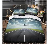 TFEDACVSS Airplane Takeoff Comforter Cover 3D Print Luxurious 3 Piece Bedding Set Hidden Zipper Quilt Cover Ultra Soft Hypoallergenic for Children Girls Boys Adults Women Teens Double（200x200cm）