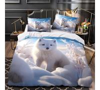 TFEDACVSS Arctic Fox Comforter Cover 3D Print Premium 3-Piece Bedding Set Hidden Zipper Winter Scene Quilt Cover Super Soft Hypoallergenic for Adults Kids Girls Boys Women Teens Super king（260x220cm）