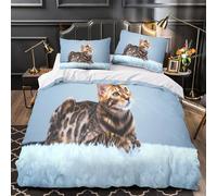TFEDACVSS Bengal Cat Comforter Cover 3D Design Printed Super Soft 3 Pcs Bedding Set Zipper exotic Pet Quilt Cover Luxury Machine Washable for Kids Girls Boys Adults Women Teens Double（200x200cm）