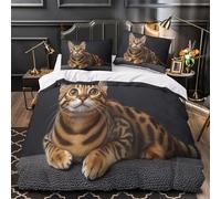 TFEDACVSS Bengal Cat Quilt Cover 3D Print Anti-allergic 3 Pieces Bed Set Hidden Zipper exotic Pet Comforter Cover Ultra Soft Breathable for Adults Kids Teens Women Youth Teenagers Double（200x200cm）