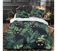 TFEDACVSS Black Cats in Jungle Comforter Cover 3D Print Luxurious 3 Piece Bedding Set Hidden Zipper Quilt Cover Ultra Soft Hypoallergenic for Children Girls Boys Adults Women Teens Single（140x200cm）