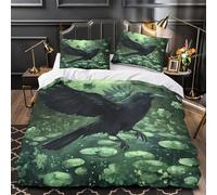 TFEDACVSS Black Raven Flying Comforter Cover 3D Design Printed Premium 3 Pcs Bedding Set Zipper Duvet Cover Super Soft Hypoallergenic for Kids Girls Boys Adults Women Teens Single（140x200cm）
