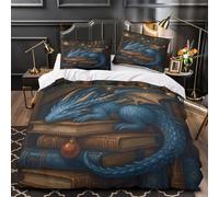 TFEDACVSS Blue Dragon Sleeping Comforter Cover 3D Print Super Soft 3-Piece Bed Set Hidden Zipper Quilt Cover Hotel Quality Washable for Adults Women Kids Girls Boys Teens Single（140x200cm）