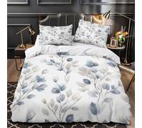 TFEDACVSS BlueLeafPattern Quilt Cover 3D Design Printed Hotel Quality 3-Piece Bedding Set Zipper Comforter Cover Super Soft All Season for Teens Adults Women Kids Girls Boys Super king（260x220cm）