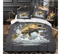 TFEDACVSS Brown Trout Jump Quilt Cover 3D Design Printed Hotel Quality 3-Piece Bedding Set Zipper Comforter Cover Premium Breathable for Teens Adults Kids Women Girls Boys Youth Super king（260x220cm）