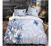 TFEDACVSS Butterfly Design Comforter Cover 3D Print Breathable 3PCs Bed Linen Hidden Zipper Artistic Floral Duvet Cover Ultra Soft Durable for Teens Youth Adults Women Kids Boys Girls King（220x240cm）