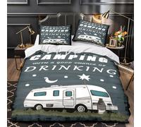 TFEDACVSS Camping Forecast Quilt Cover 3D Print Luxurious 3PCs Bedding Set Zipper Closure Duvet Cover Extra Soft Durable for Kids Adults Women Girls Teens Youth Teenagers King（220x240cm）