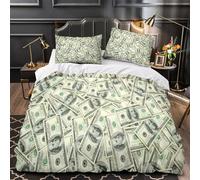 TFEDACVSS Cash Pile Quilt Cover 3D Design Printed Luxurious 3 Pcs Bedding Set Zipper financial Concept Duvet Cover Super Soft Anti-allergic for Kids Adults Women Teens Youth Super king（260x220cm）