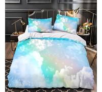TFEDACVSS Cloudy Sky Comforter Cover 3D Design Printed Luxury 3 Piece Bedding Set Zipper Fantasy Pastel Quilt Cover Super Soft Breathable for Kids Teens Adults Women Youth Teenagers Single（135x200cm）