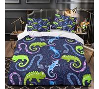 TFEDACVSS Colorful Chameleons Comforter Cover 3D Print Hypoallergenic 3PCs Bed Linen Hidden Zipper Duvet Cover Extra Soft Breathable for Teens Youth Adults Women Kids Boys Super king（260x220cm）