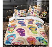 TFEDACVSS Colorful Flip Flops Comforter Cover 3D Design Printed Luxury 3 Piece Bedding Set Zipper Duvet Cover Super Soft Washable for Kids Teens Adults Women Youth Teenagers Super king（260x220cm）