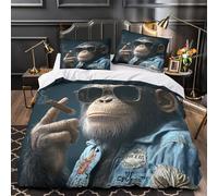 TFEDACVSS Cool Monkey Quilt Cover 3D Design Printed Super Soft 3 Pcs Bedding Set Zipper sunglasses Duvet Cover Ultra Soft Anti-allergic for Kids Adults Women Teens Youth Boys Double（200x200cm）