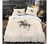 TFEDACVSS Cowboy Riding Horse Comforter Cover 3D Design Printed All Season 3 Piece Bedding Set Zipper Duvet Cover Ultra Soft Machine Washable for Kids Teens Adults Women Youth Single（140x200cm）