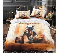 TFEDACVSS Cowgirl Riding Horse Comforter Cover 3D Design Printed Durable 3 Pcs Bedding Set Zipper Western Rodeo Duvet Cover Luxury Washable for Kids Girls Boys Adults Women Teens Single（135x200cm）