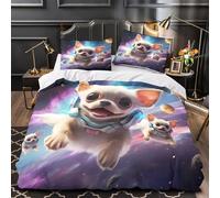 TFEDACVSS Cute Chihuahua Quilt Cover 3D Design Printed Luxurious 3 Pcs Bedding Set Zipper Space Adventure Duvet Cover Super Soft Durable for Kids Adults Women Teens Youth Girls Single（135x200cm）
