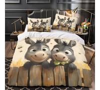 TFEDACVSS Cute Donkey Twins Duvet Cover 3D Print Breathable 3-Piece Bed Set Hidden Zipper Comforter Cover Luxury All Season for Teens Adults Kids Women Girls Boys Double（200x200cm）