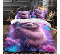 TFEDACVSS Cute Sloth Cartoon Comforter Cover 3D Design Printed Premium 3 Pcs Bedding Set Zipper Quilt Cover Super Soft Durable for Kids Girls Boys Adults Women Teens King（220x240cm）