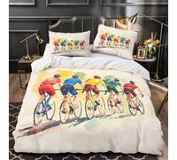 TFEDACVSS Cycling Group Quilt Cover 3D Design Printed Super Soft 3-Piece Bedding Set Zipper watercolor Duvet Cover Luxury Durable for Teens Adults Kids Women Youth Boys Girls Single（140x200cm）