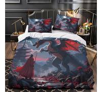 TFEDACVSS Dragon Warrior Comforter Cover 3D Design Printed All Season 3 Piece Bedding Set Zipper Fantasy Quilt Cover Ultra Soft Machine Washable for Kids Teens Adults Women Youth Double（200x200cm）
