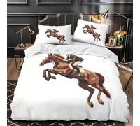 TFEDACVSS Equestrian Rider Duvet Cover 3D Design Printed Wrinkle-Resistant 3 Pieces Bedding Set Zipper Comforter Cover Ultra Soft Durable for Teens Kids Girls Boys Women Adults Single（135x200cm）