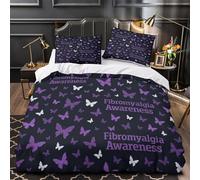 TFEDACVSS Fibromyalgia Awareness Quilt Cover 3D Design Printed Hotel Quality 3-Piece Bedding Set Zipper Duvet Cover Super Soft Hypoallergenic for Teens Adults Women Kids Girls Boys Double（200x200cm）