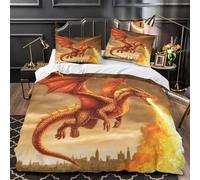 TFEDACVSS Fire-breathing-dragon Comforter Cover 3D Design Printed Luxury 3PCs Bedding Set Zipper Duvet Cover Extra Soft Easy Care for Teens Youth Teenagers Adults Women Kids Double（200x200cm）