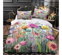 TFEDACVSS Floral Garden Comforter Cover 3D Design Printed Premium 3 Pcs Bedding Set Zipper Watercolor Painting_1 Quilt Cover Super Soft Durable for Kids Girls Boys Adults Women Teens King（220x240cm）