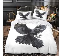 TFEDACVSS Flying Raven Comforter Cover 3D Design Printed Premium 3 Pcs Bedding Set Zipper black Bird Illustration Quilt Cover Super Soft Durable for Kids Girls Boys Adults Women Teens King（220x240cm）