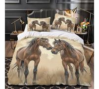 TFEDACVSS Horse Pair Standing Comforter Cover 3D Print Luxury 3 Pcs Bed Set Hidden Zipper Quilt Cover Hypoallergenic All Season for Women Teens Kids Girls Boys Youth Teenagers King（220x240cm）