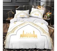 TFEDACVSS Islamic Decor Duvet Cover 3D Design Printed Extra Soft 3 Pieces Bedding Set Zipper Arabic Pattern Quilt Cover Hotel Quality Washable for Adults Kids Women Teens Youth Boys Double（200x200cm）