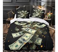 TFEDACVSS Money Falling Quilt Cover 3D Print Extra Soft 3-Piece Bedding Set Hidden Zipper Cash Flow Duvet Cover Hotel Quality Machine Washable for Adults Women Kids Girls Boys Teens Double（200x200cm）