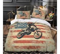 TFEDACVSS Motorbike Rider Comforter Cover 3D Design Printed Luxury 3 Piece Bedding Set Zipper Quilt Cover Super Soft All Season for Kids Teens Adults Women Youth Teenagers Super king（260x220cm）