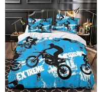 TFEDACVSS Motorbike Stunts Comforter Cover 3D Design Printed Durable 3 Pcs Bedding Set Zipper extreme Sport Quilt Cover Luxury Breathable for Kids Girls Boys Adults Women Teens Single（135x200cm）