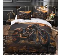 TFEDACVSS Motorcycle Comforter Cover 3D Design Printed Premium 3 Pcs Bedding Set Zipper custom Chopper Quilt Cover Super Soft Machine Washable for Kids Girls Boys Adults Women Teens King（220x240cm）
