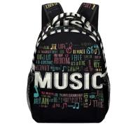TFEDACVSS Music Words Art-Colorful Typography DesignDaypack PSchool Backpack for Cute Backpack School Bag, Plain Backpack for Eenage Fashion Casual Lightweight with Bottle PocketOne Size