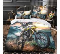 TFEDACVSS Offroad Motorbike Quilt Cover 3D Design Printed Wrinkle-Resistant 3-Piece Bedding Set Zipper Comforter Cover Luxury Machine Washable for Teens Adults Women Kids Girls King（220x240cm）