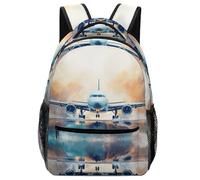 TFEDACVSS Passenger Airplane FlyingDaypack PSchool Backpack ForAviation Cute Backpack School Bag, Plain Backpack for Teenagers Lots Pockets Lightweight with Side PocketsOne Size